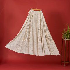 Mul Chand White with Green Thread Mukaish Coord